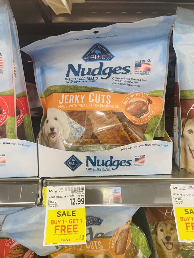 Blue Nudges Dog Treats Kroger Shelf Image