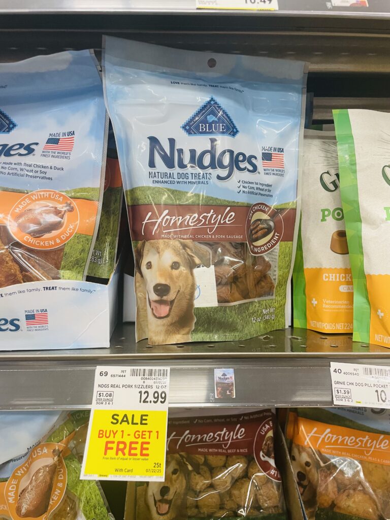Blue Nudges Dog Treats Kroger Shelf Image