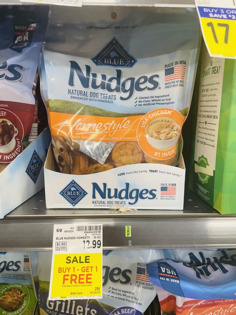 Blue Nudges Dog Treats Kroger Shelf Image
