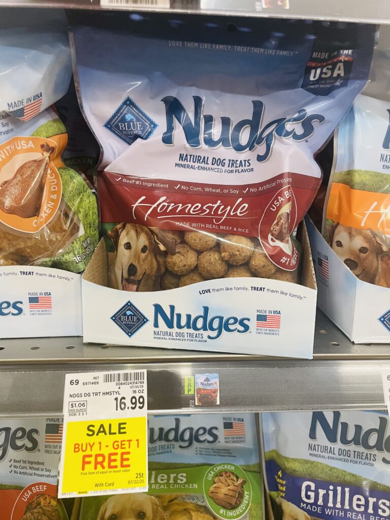 Blue Nudges Dog Treats Kroger Shelf Image