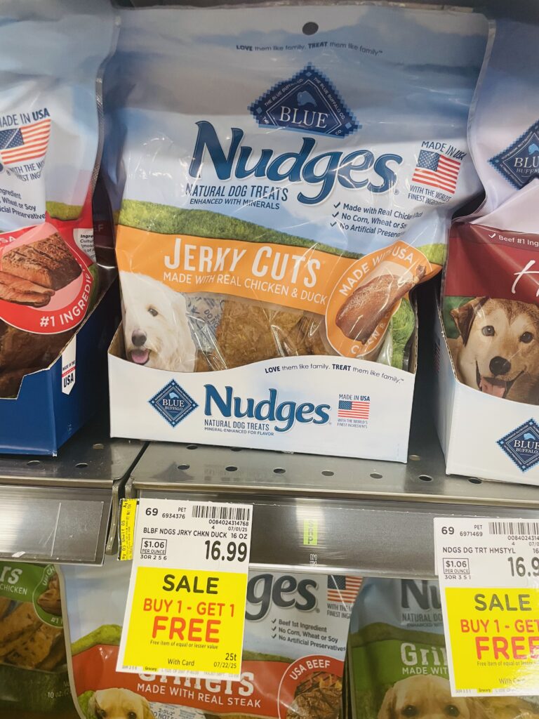 Blue Nudges Dog Treats Kroger Shelf Image
