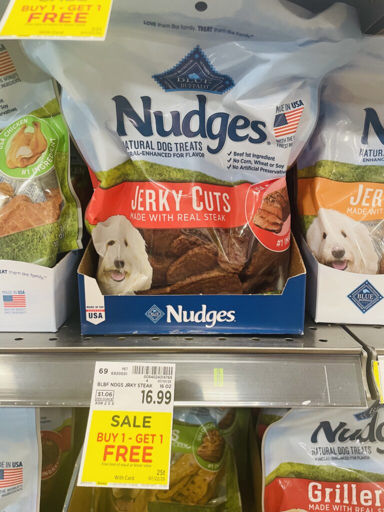 Blue Nudges Dog Treats Kroger Shelf Image