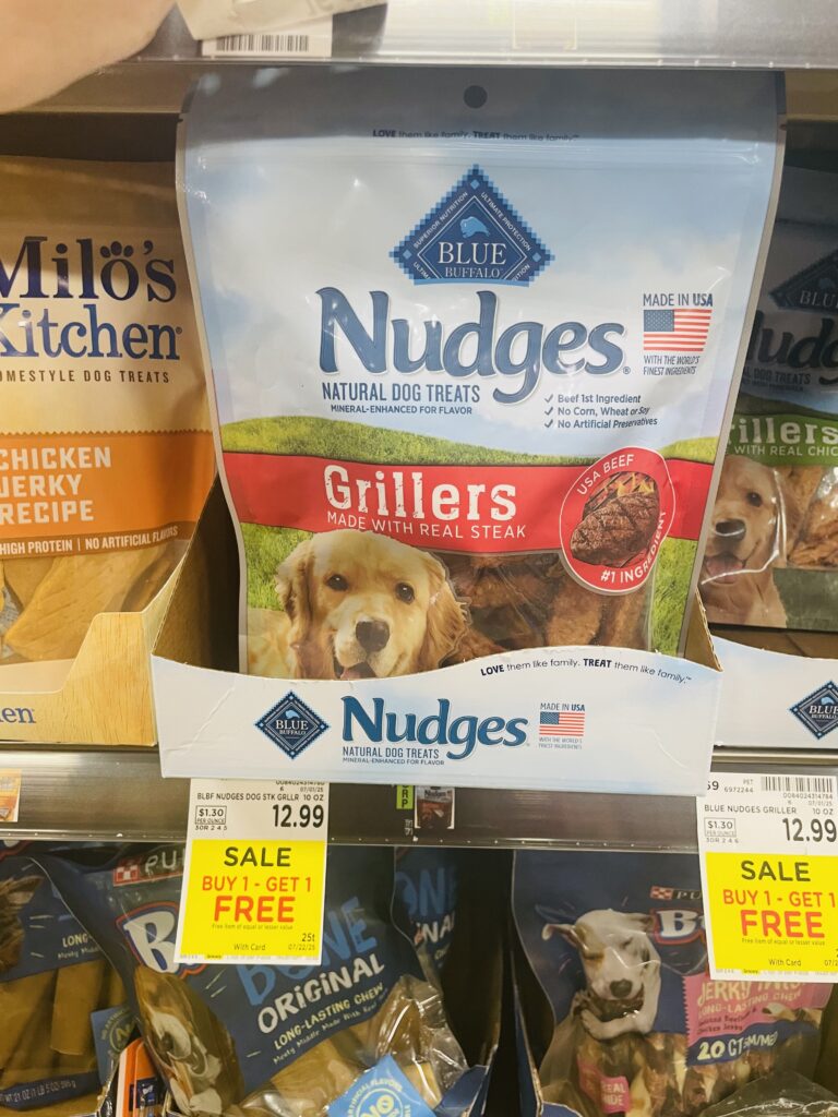 Blue Nudges Dog Treats Kroger Shelf Image