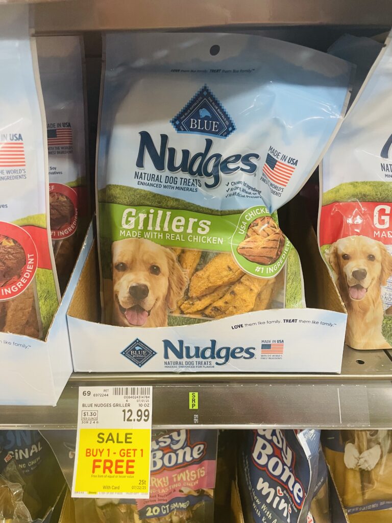 Blue Nudges Dog Treats Kroger Shelf Image