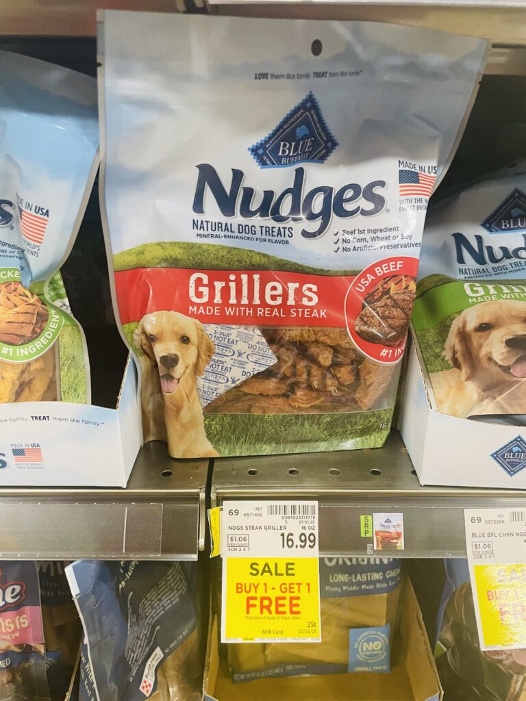 Blue Nudges Dog Treats Kroger Shelf Image
