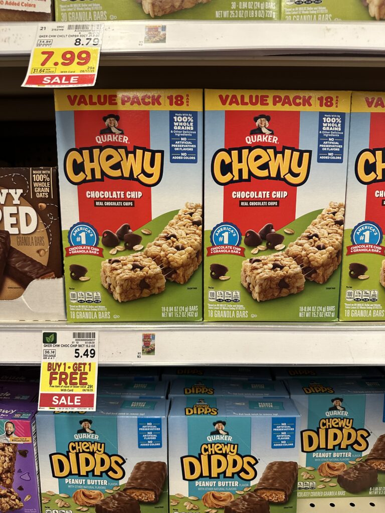 Quaker Chewy Bars Kroger Shelf Image