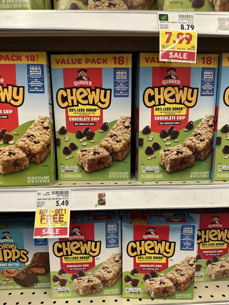 Quaker Chewy Bars Kroger Shelf Image