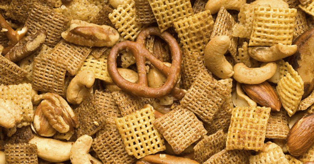 chex mix, gardettos and bugles