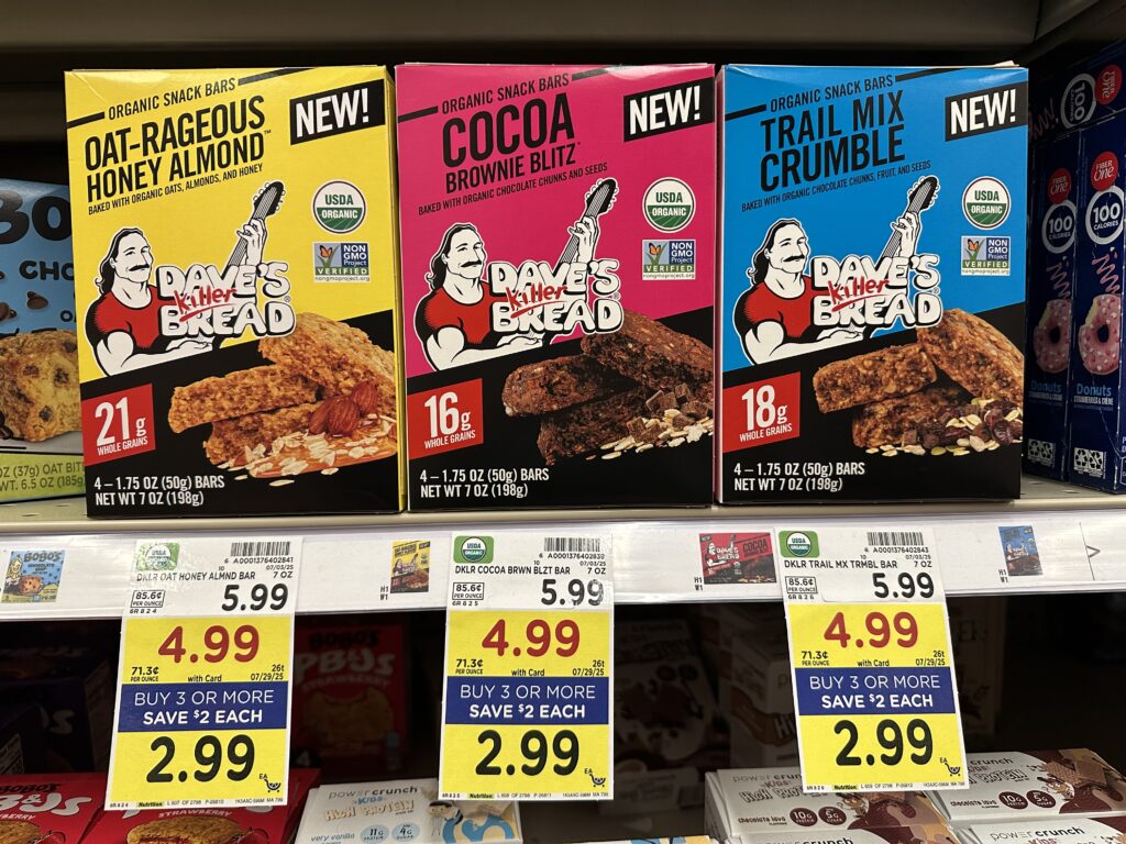 dave's killer bread bars kroger shelf image