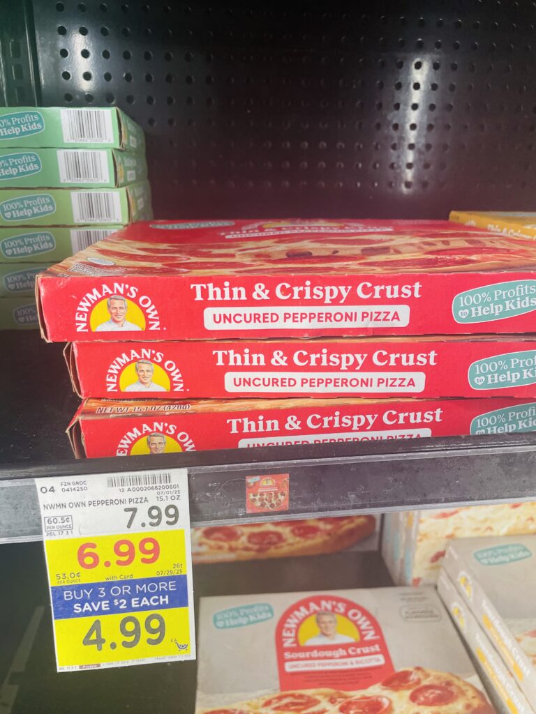 newman's own pizza kroger shelf image (1)