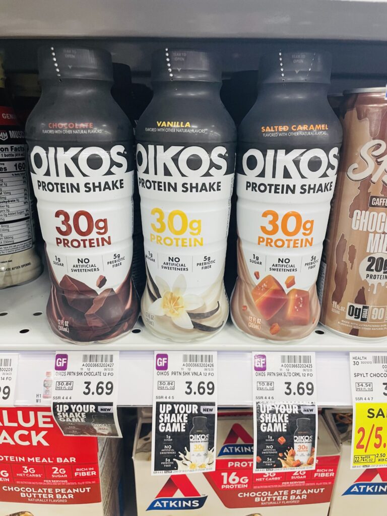 oikos protein shake kroger shelf image