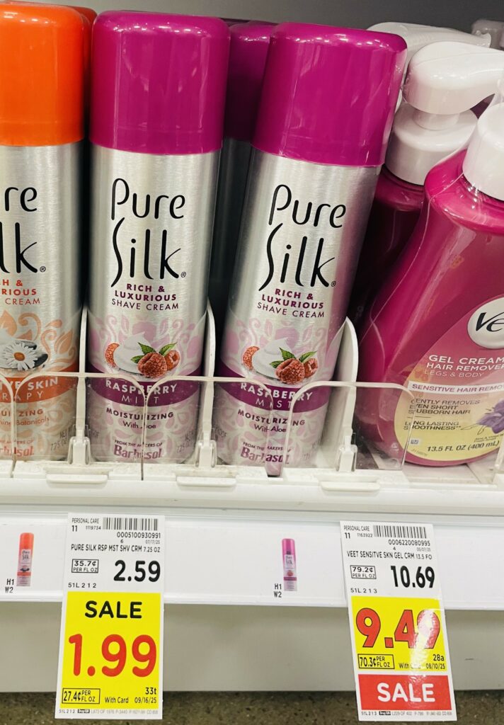 pure silk shave cream kroger shelf image (1)