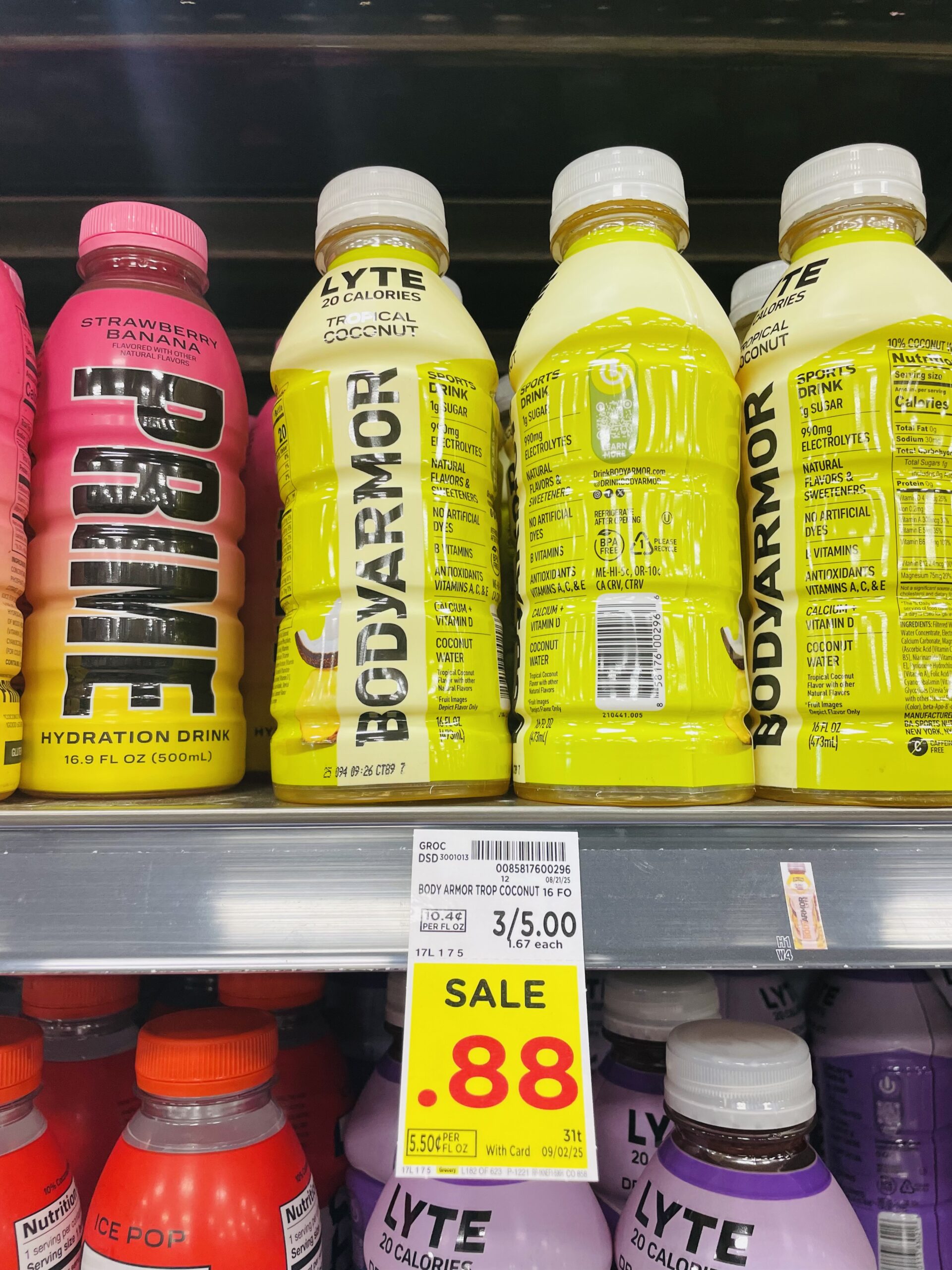 BodyArmor and Powerade Singles Kroger Shelf Image