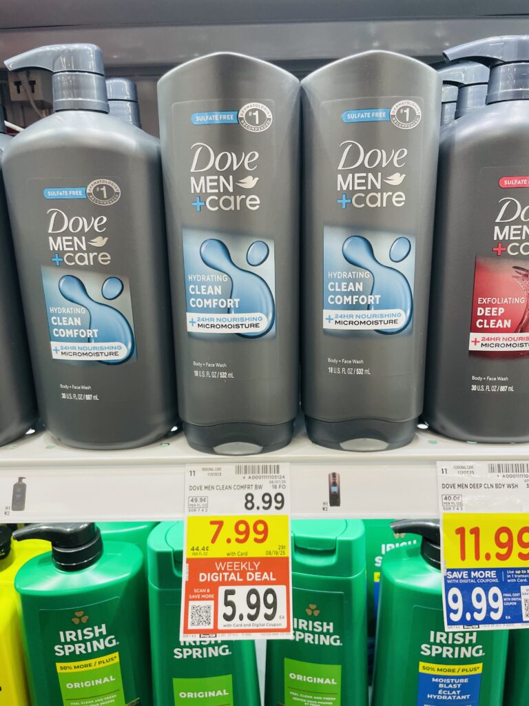 Dove Body Wash and Bar Soap Kroger Shelf Image