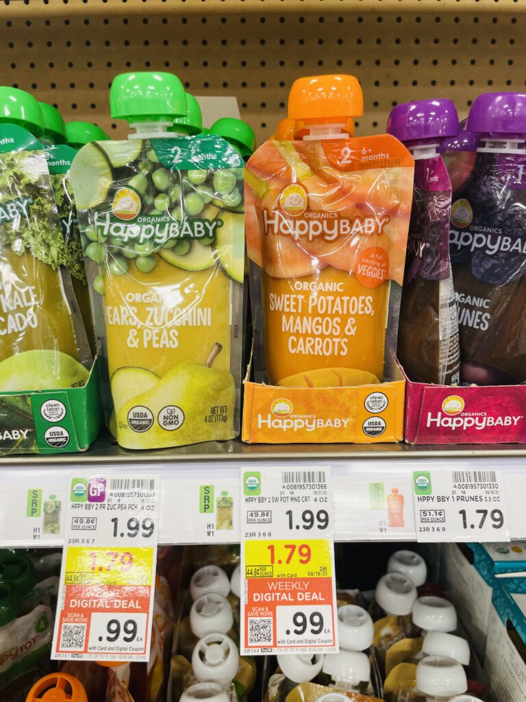 Happy Baby and Happy Tot Food Pouches Kroger Shelf Image 