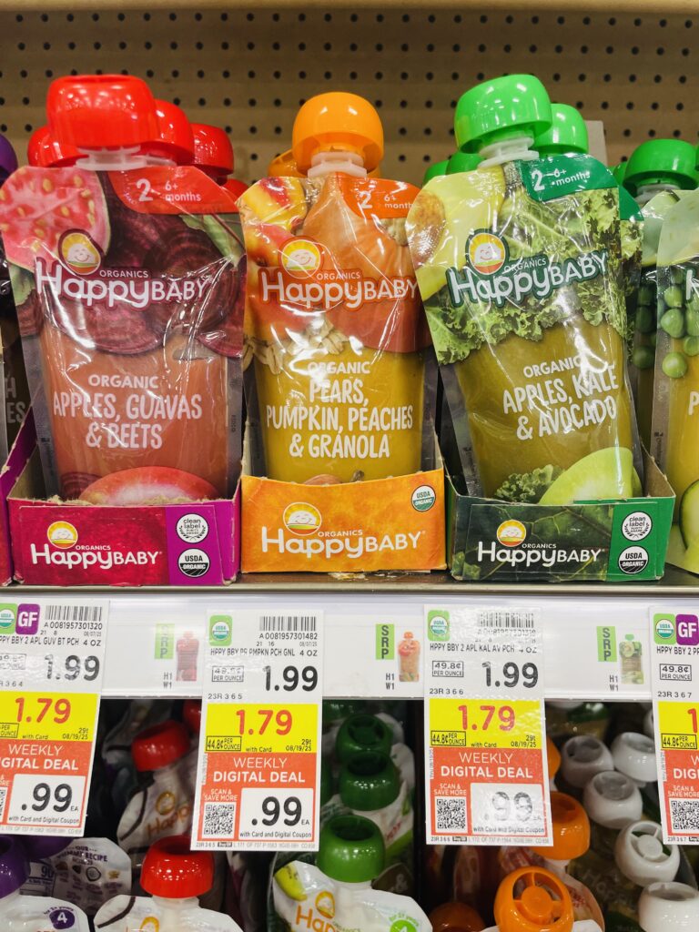 Happy Baby and Happy Tot Food Pouches Kroger Shelf Image 