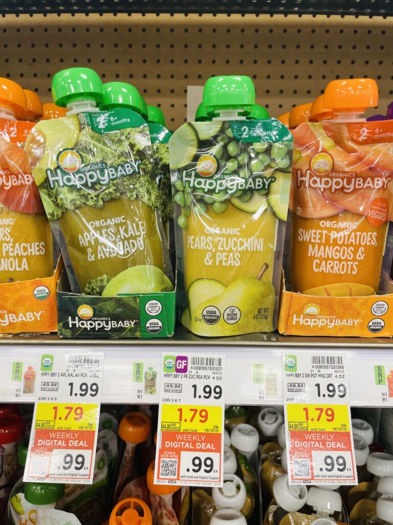 Happy Baby and Happy Tot Food Pouches Kroger Shelf Image 