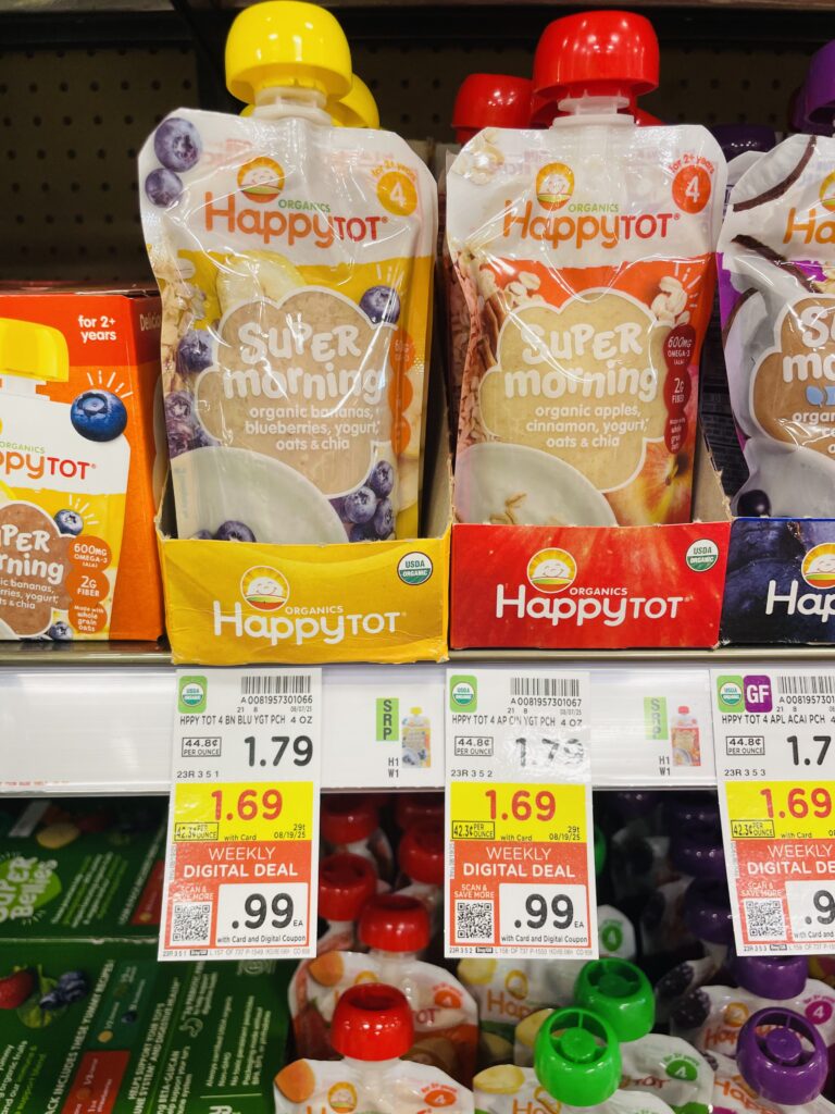 Happy Baby and Happy Tot Food Pouches Kroger Shelf Image 