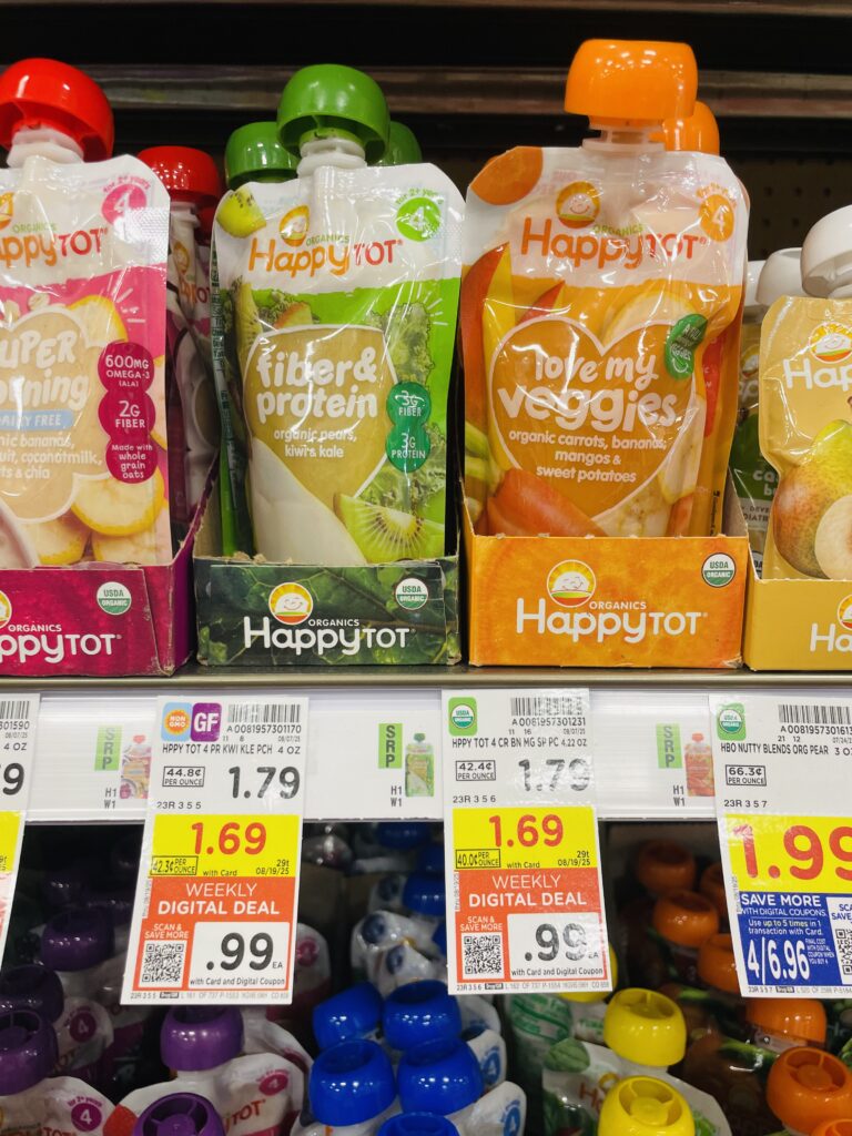 Happy Baby and Happy Tot Food Pouches Kroger Shelf Image 