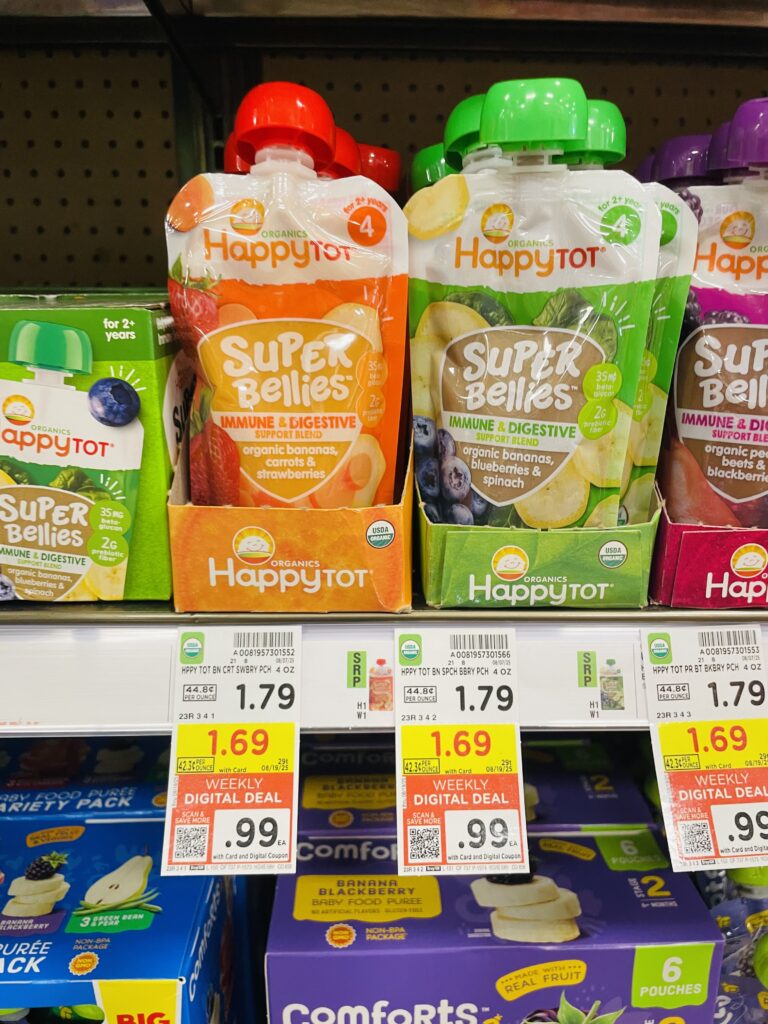 Happy Baby and Happy Tot Food Pouches Kroger Shelf Image 