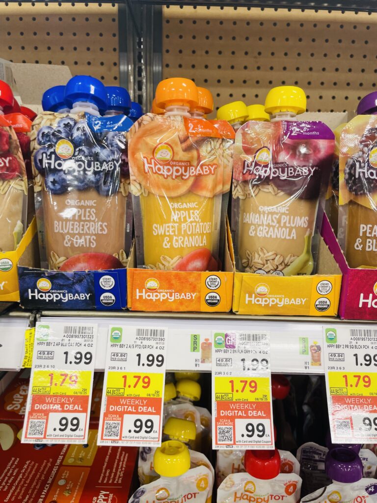 Happy Baby and Happy Tot Food Pouches Kroger Shelf Image 
