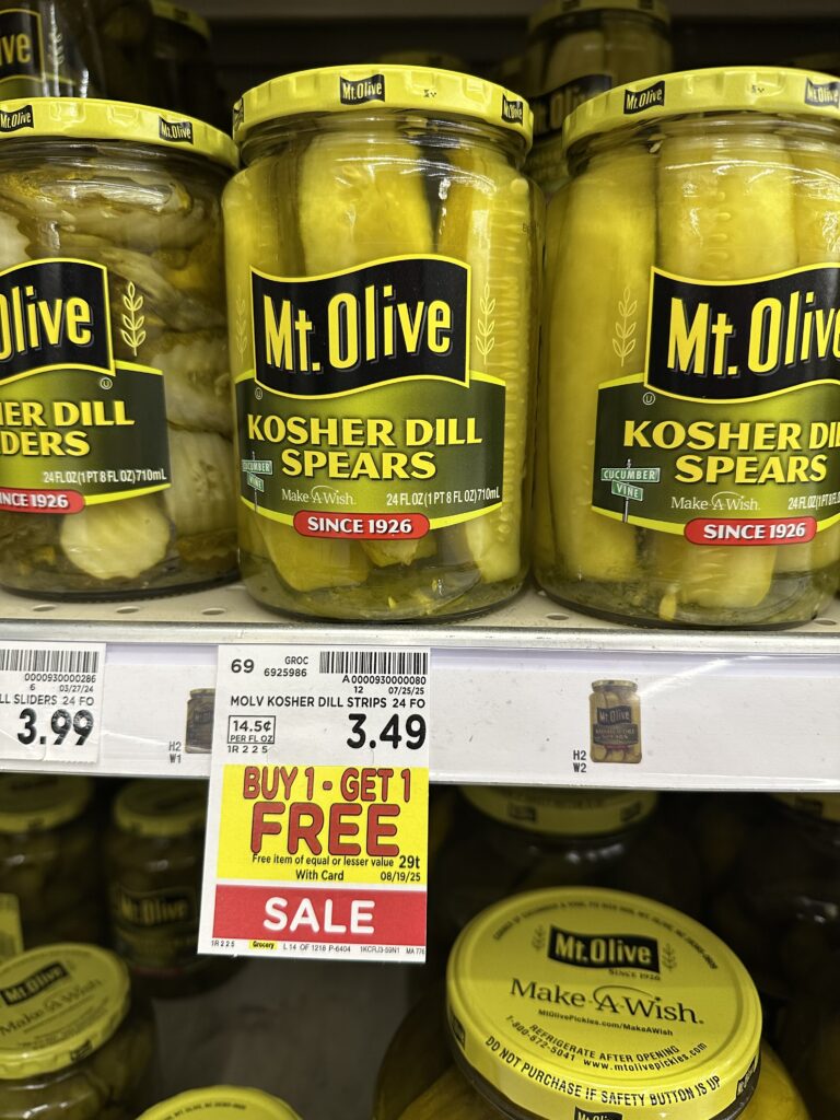 Mt Olive Pickles Kroger Shelf Image 
