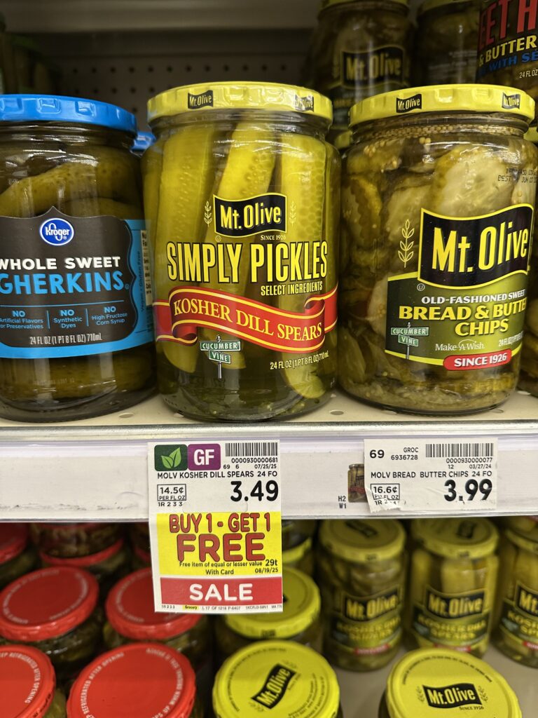 Mt Olive Pickles Kroger Shelf Image 