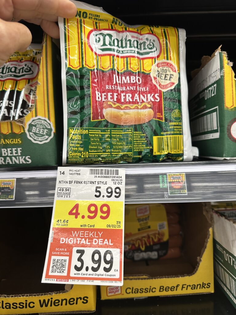 Nathan's Beef Franks Kroger Shelf Image