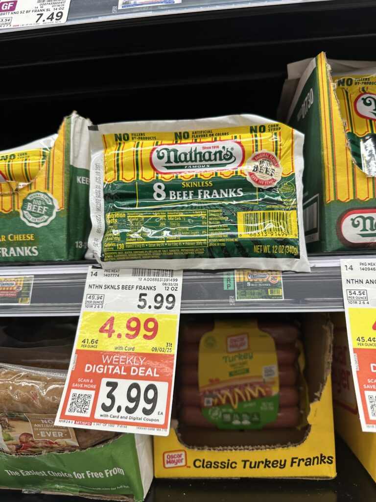 Nathan's Beef Franks Kroger Shelf Image