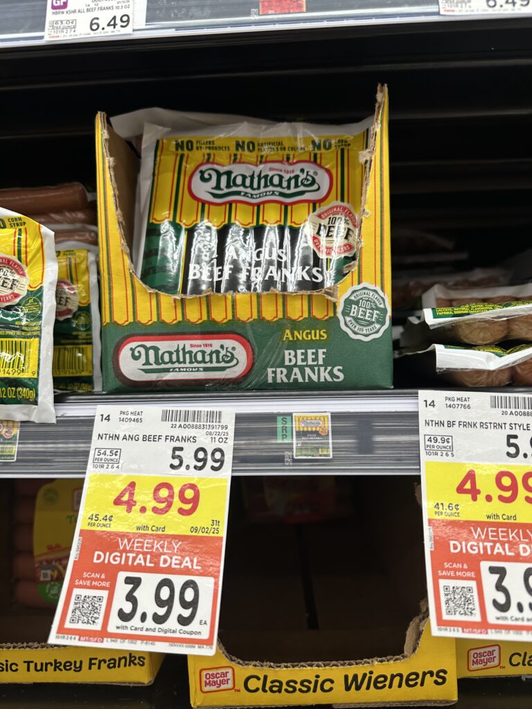Nathan's Beef Franks Kroger Shelf Image
