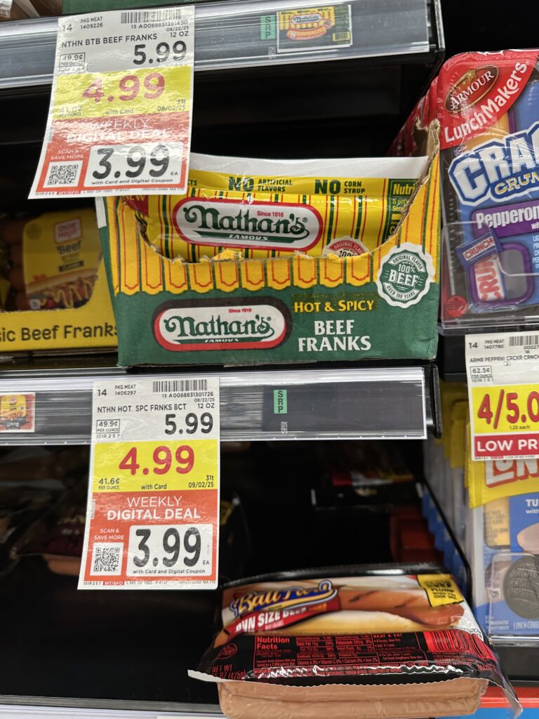 Nathan's Beef Franks Kroger Shelf Image