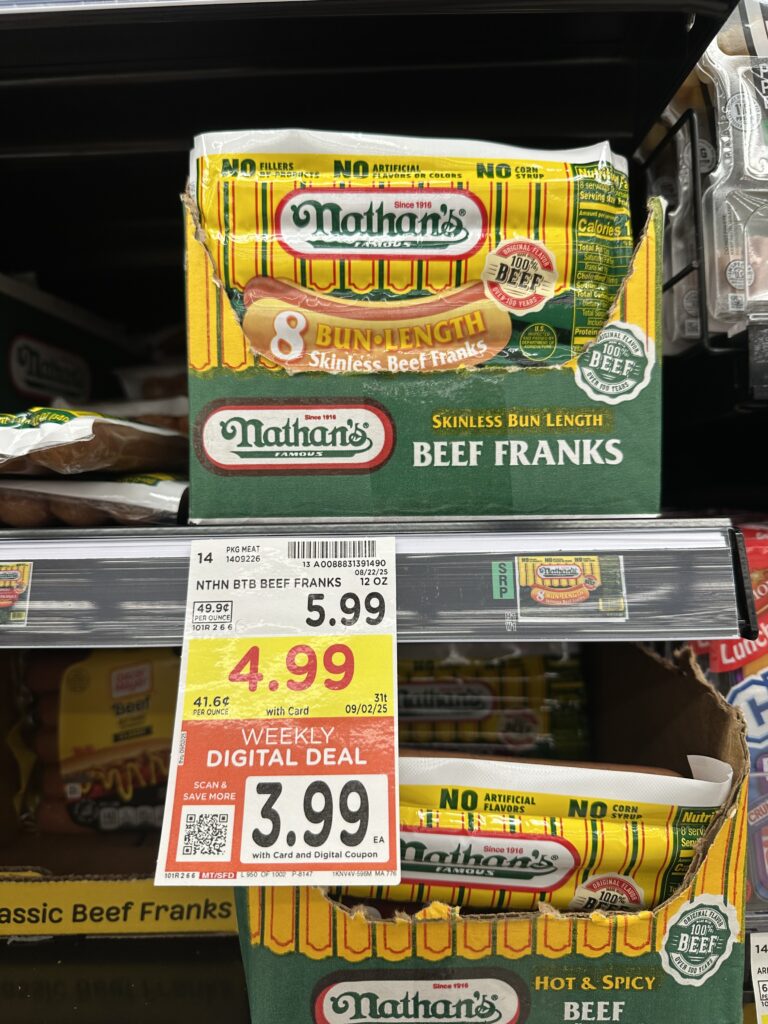 Nathan's Beef Franks Kroger Shelf Image