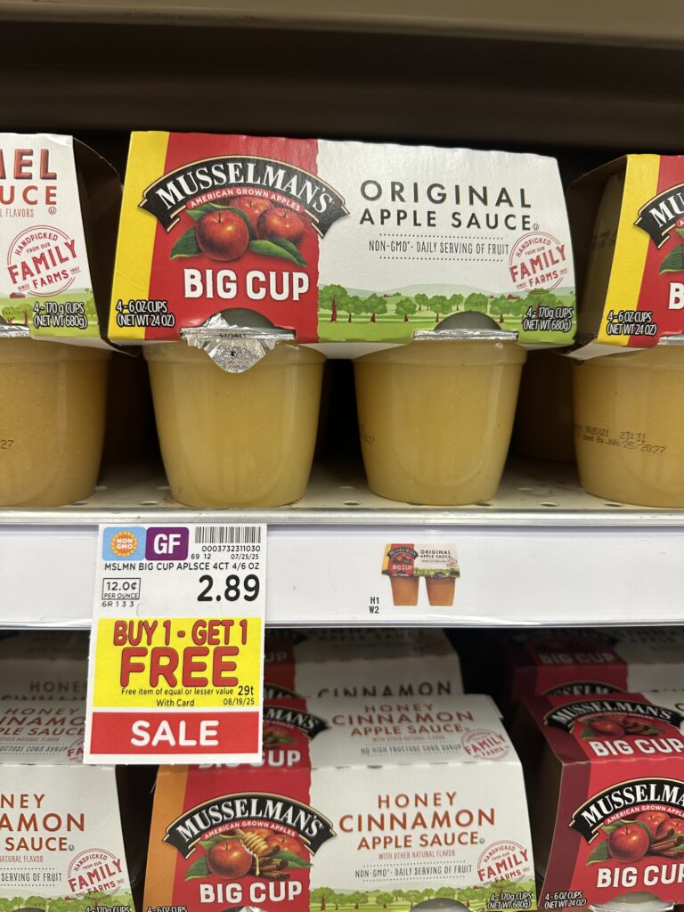 Musselman's Applesauce Kroger Shelf Image