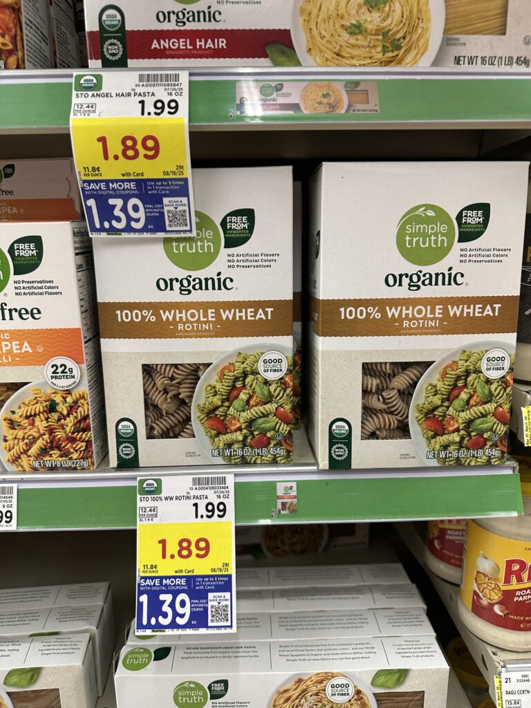 Simple Truth Organic Pasta Kroger Shelf Image