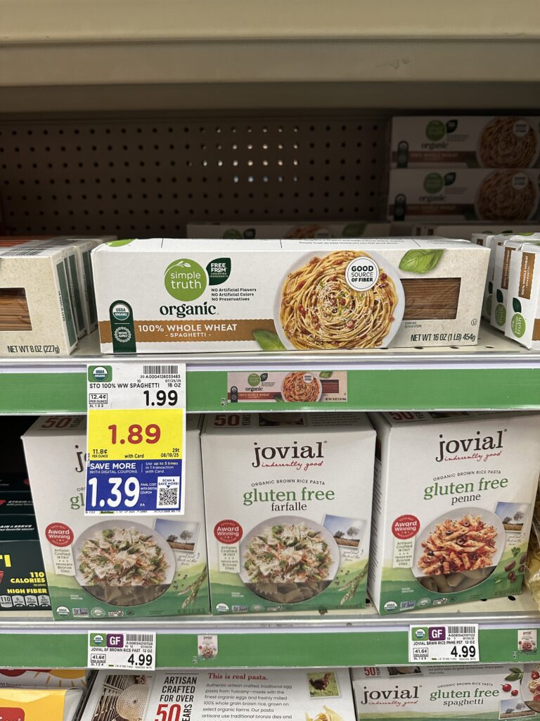 Simple Truth Organic Pasta Kroger Shelf Image