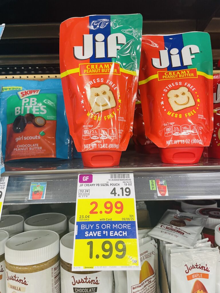 jif peanut butter pouch kroger shelf image