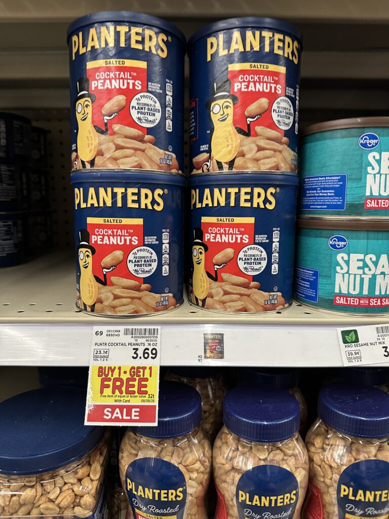 Planters Peanuts Kroger Shelf Image