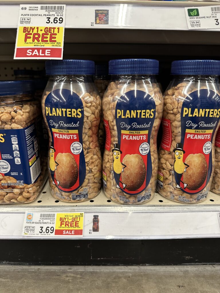 Planters Peanuts Kroger Shelf Image