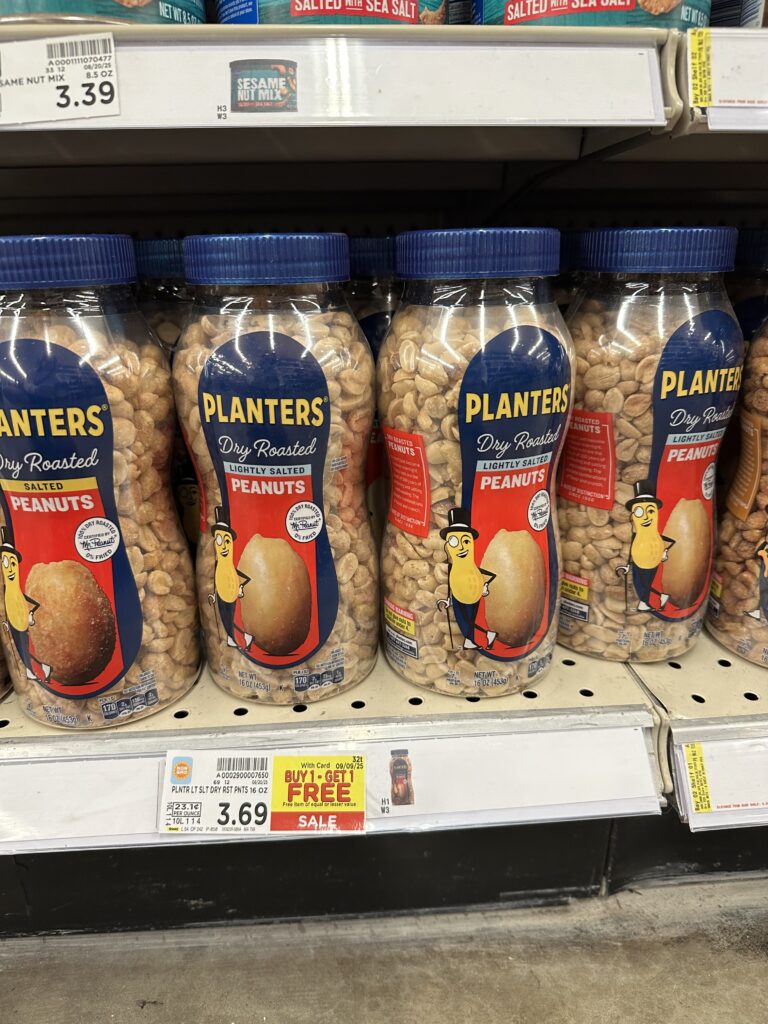 Planters Peanuts Kroger Shelf Image