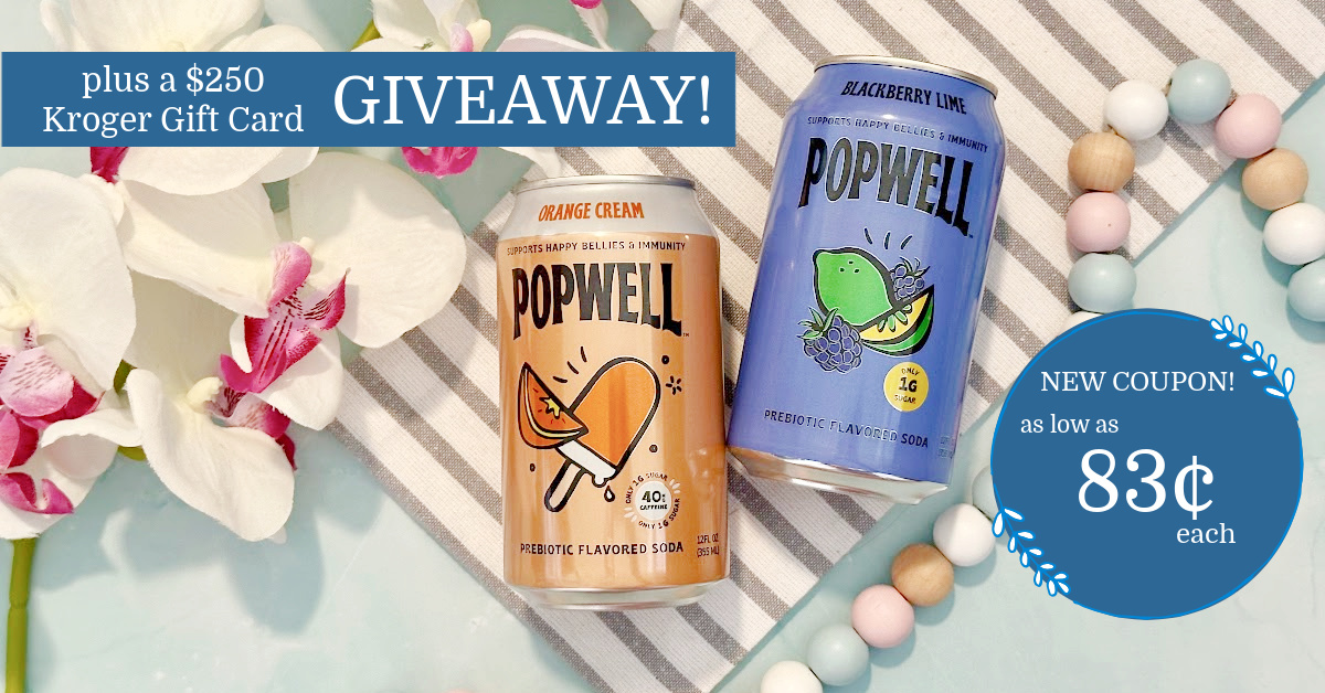 New at Kroger: Popwell™ Prebiotic Soda is NOW as low as 83¢ each +