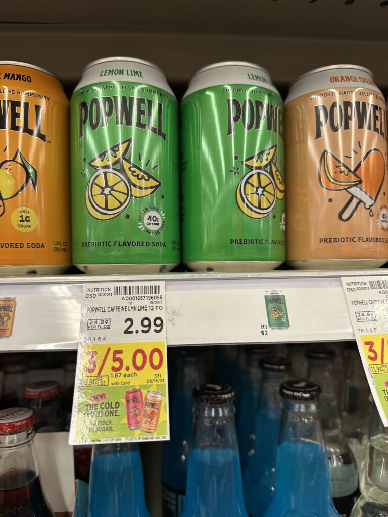 Popwell Prebiotic Soda Kroger Shelf Image