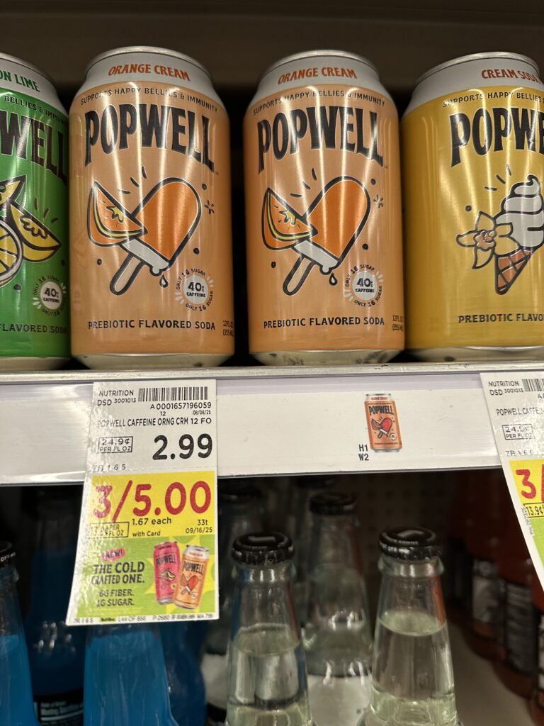 Popwell Prebiotic Soda Kroger Shelf Image