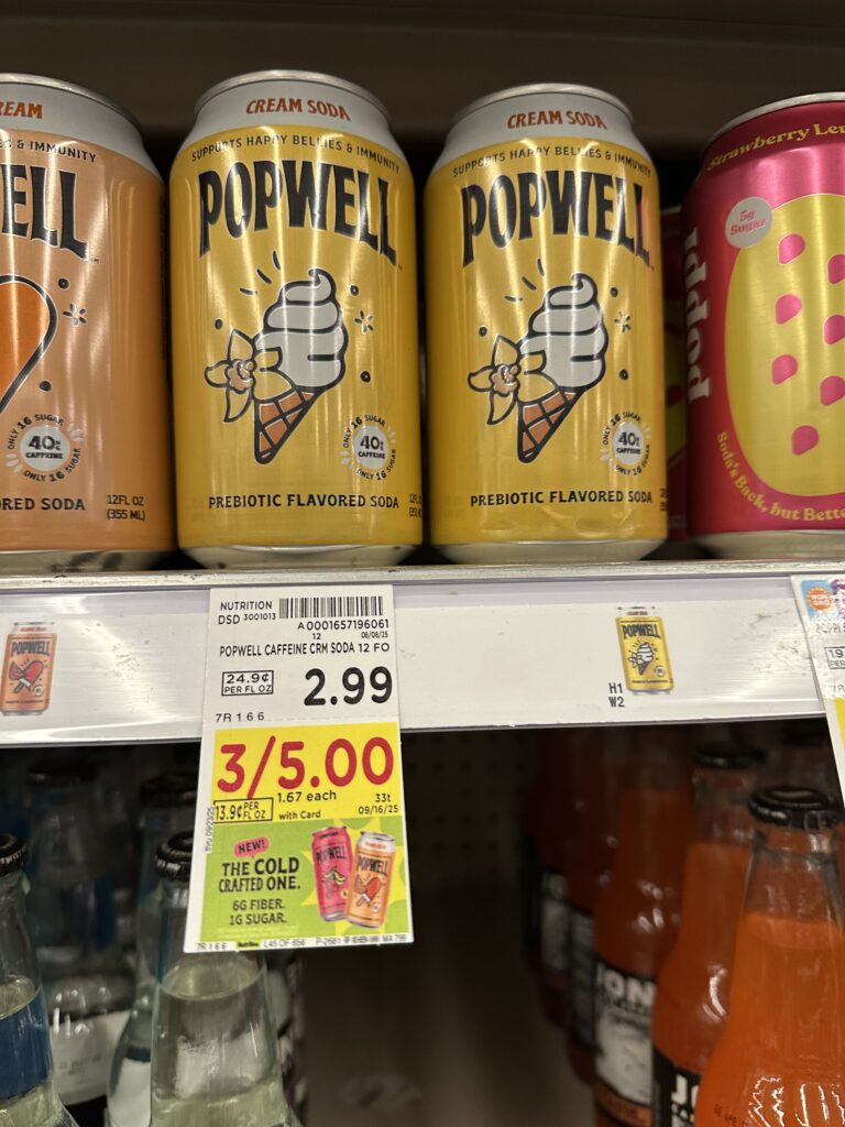 Popwell Prebiotic Soda Kroger Shelf Image