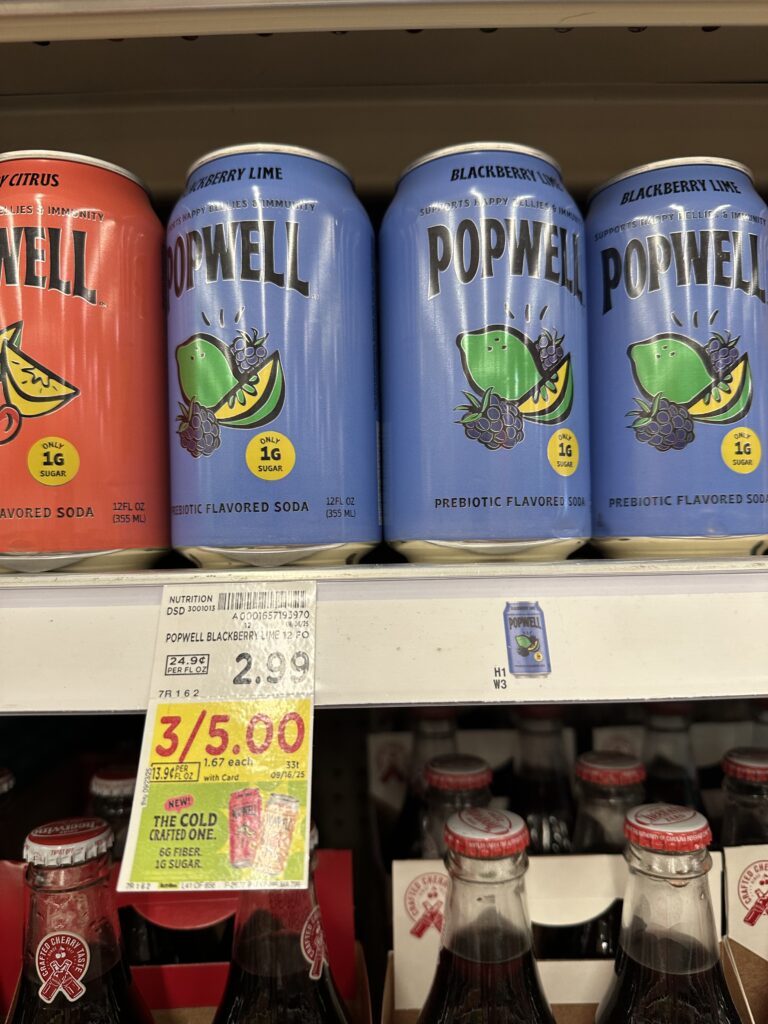 Popwell Prebiotic Soda Kroger Shelf Image