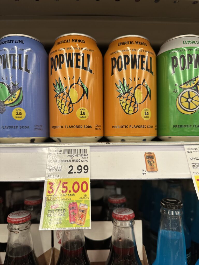 Popwell Prebiotic Soda Kroger Shelf Image