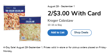 Kroger 4 day sale
