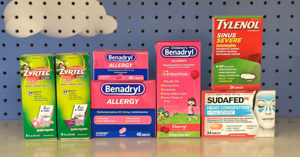 Zyrtec Benadryl and Tylenol Sudafed Kroger