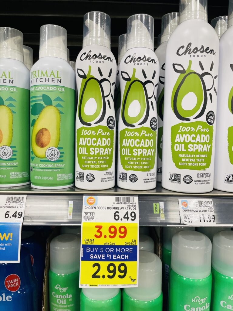 chosen foods avocado oil and spray kroger shelf image (1)