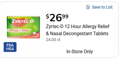 zyrtec d allergy kroger image