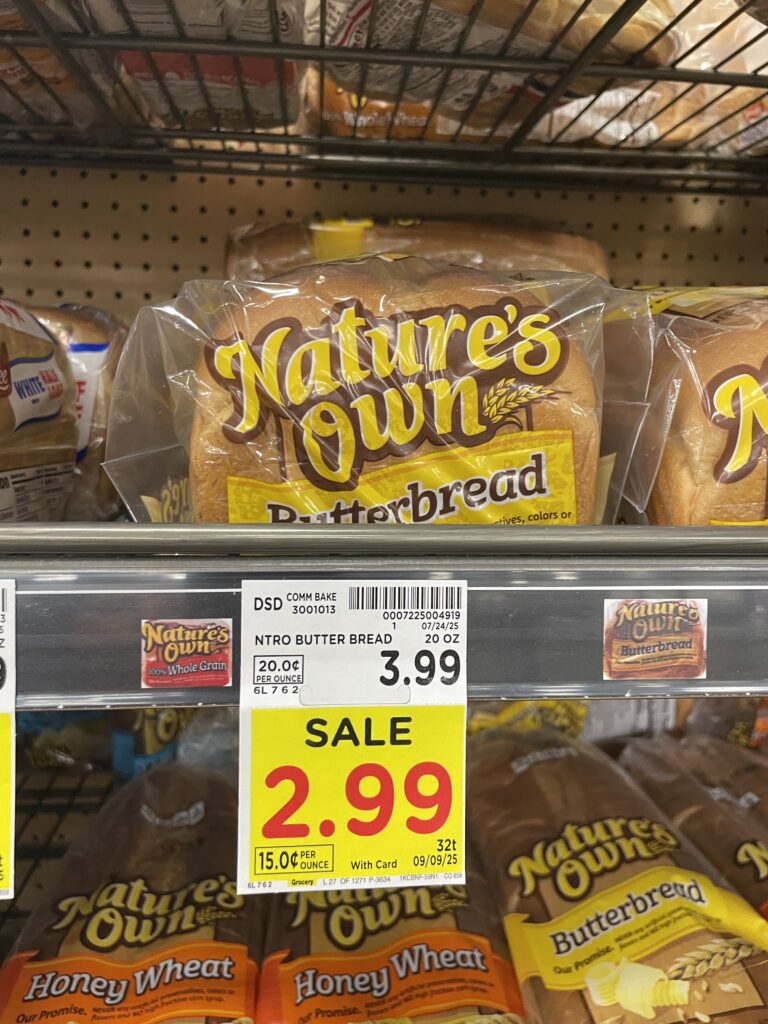 nature's own bread kroger shelf image (1)